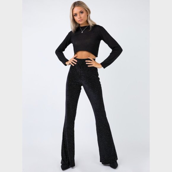 SOLD I.AM.GIA Black Velvet Studded Kelly Flare Pants XS - Picture 4 of 11
